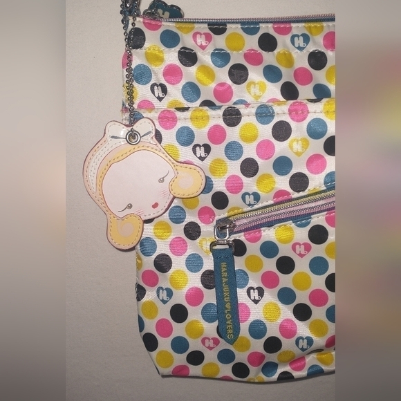 Y2K Harajuku Lovers 90"s Crossbody Bag Heart Girl Purse Blue Yellow Pink Vintage - Picture 3 of 15